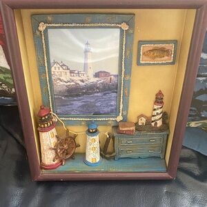 Lighthouse Themed Shadow Box & Picture frame